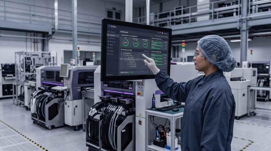 Shiftix MES system architecture and real-time shop floor dashboard